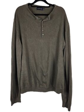 Men's Long Sleeve Henley Shirt - Olive